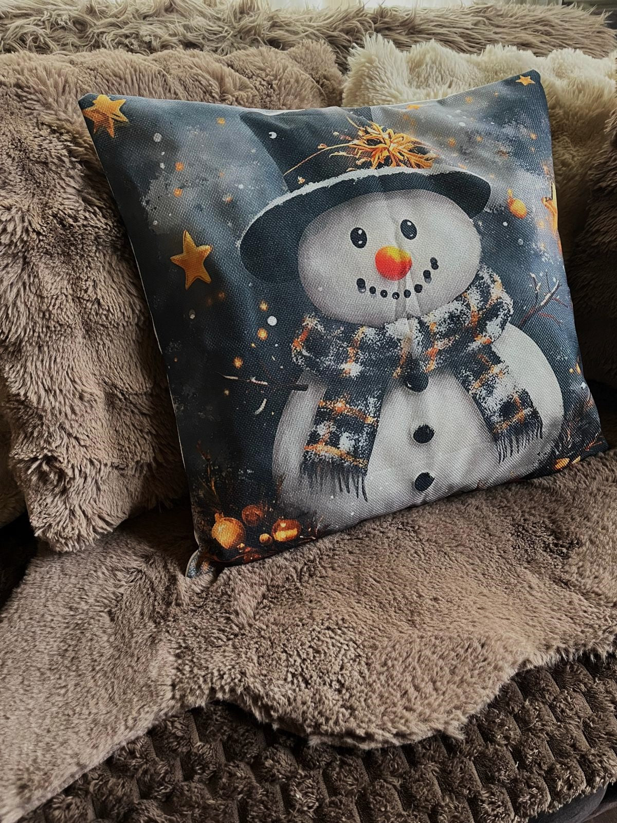 Kerstkussen Snowman